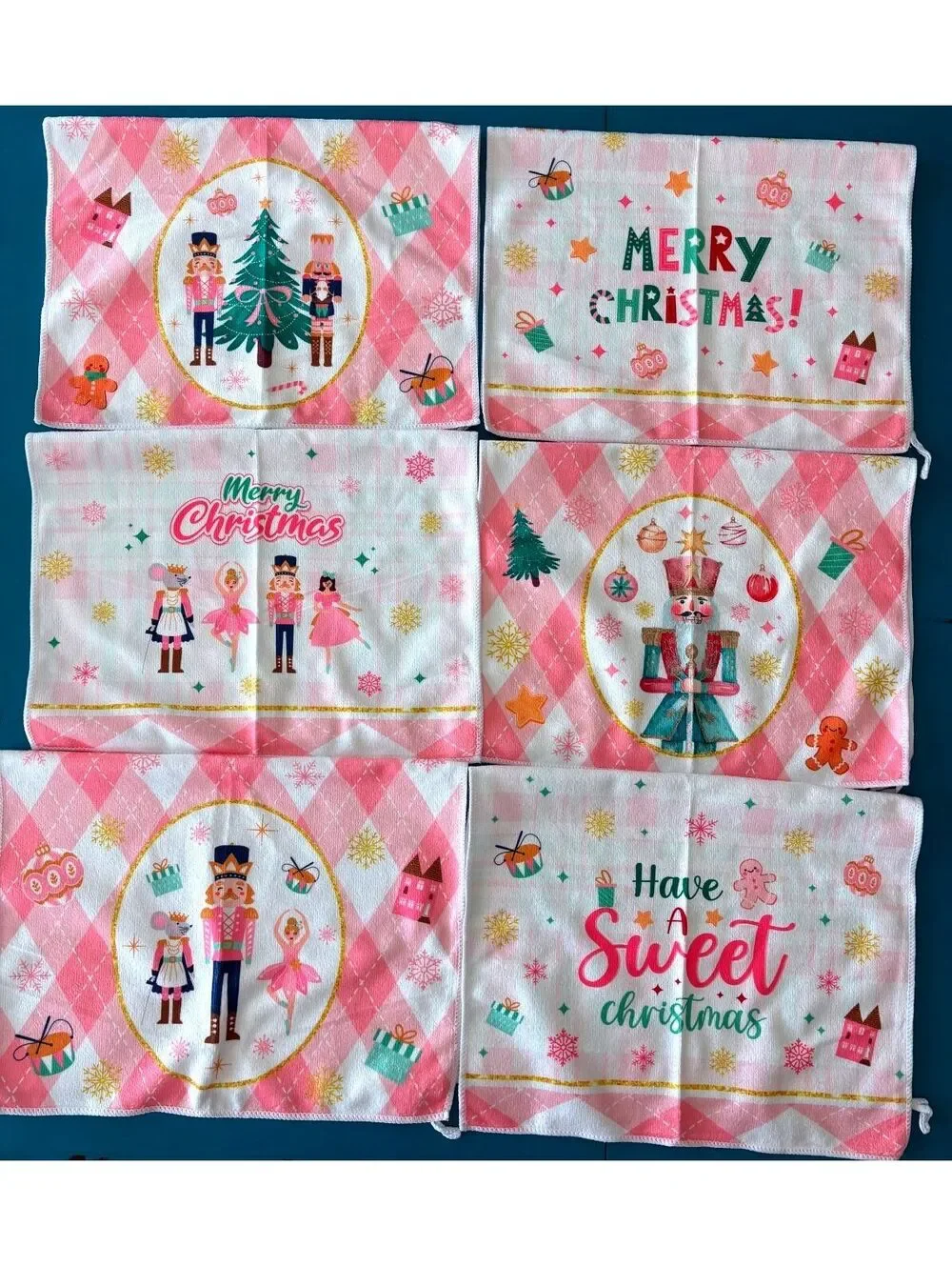 Set of 6 Christmas Nutcracker Themed Kitchen Towels, Quick-Dry Microfiber